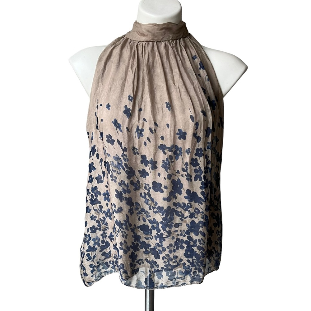Via Signoria Silk Racerback High Neck Silk Top, Sz S